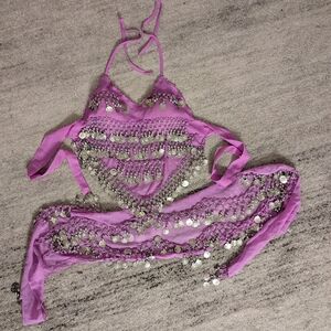 2 x belly dancing halter top and hip scarf